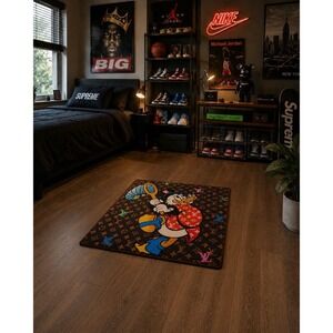 Designer Style Monogram Accent Rug Streetwear Hype Room‎ Decor Carpet Wall Art